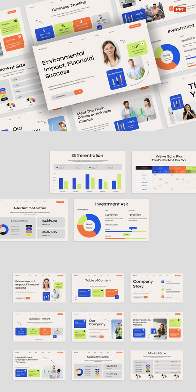 白蓝色可持续发展宣传 PPT模版 (PPT,PPTX)