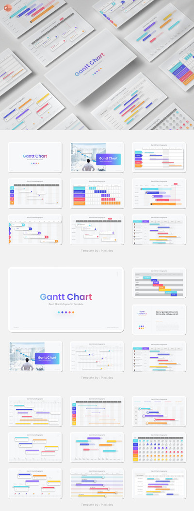 甘特图信息图表  PPT模版 (PPT,PPTX)