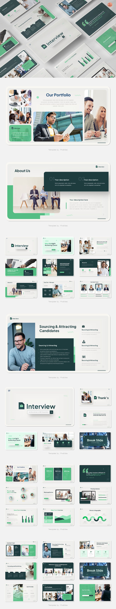 面试 - 职位招聘  PPT模版 (PPTX,PPT)