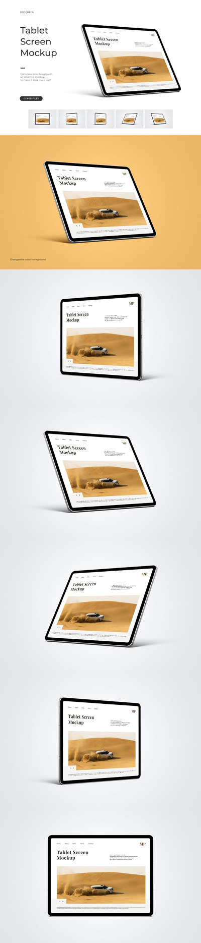 横向平板电脑屏幕样机 (PSD)