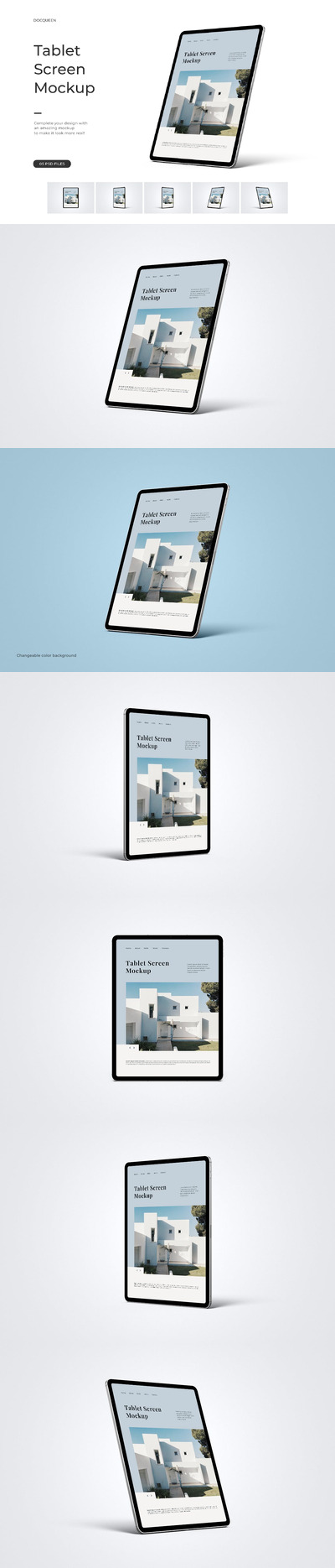 肖像平板电脑屏幕样机 (PSD)