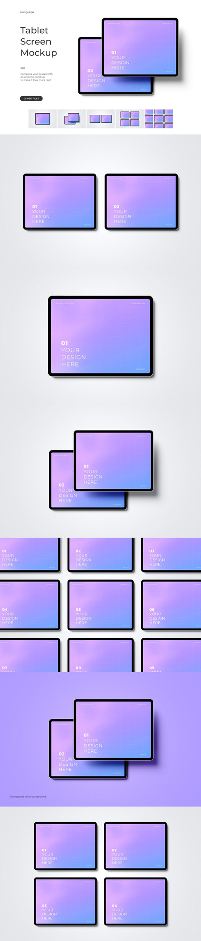 横向平板电脑屏幕样机 (PSD)