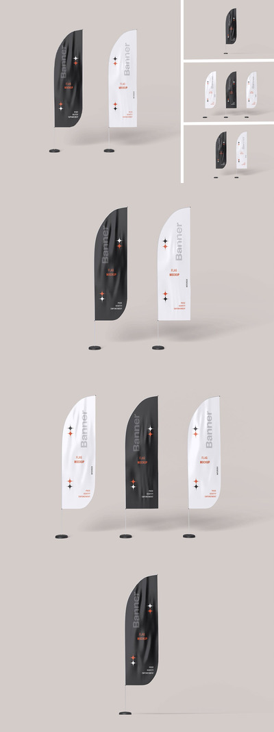 旗帜横幅凸样机 (PSD,PDF)