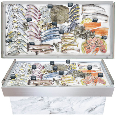 摆满海鲜鱼肉的冷柜3D模型（FBX,MAX）