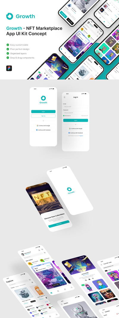 NFT 市场应用App Ui Kit (FIG)