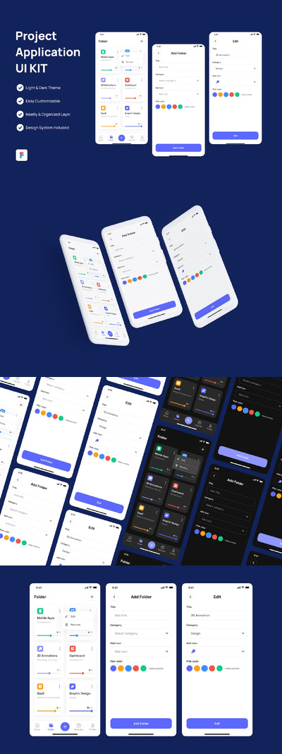 项目管理移动应用App Ui Kit (FIG)