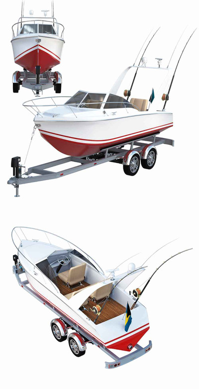 运输车上的钓鱼船3D模型（FBX,MAX）