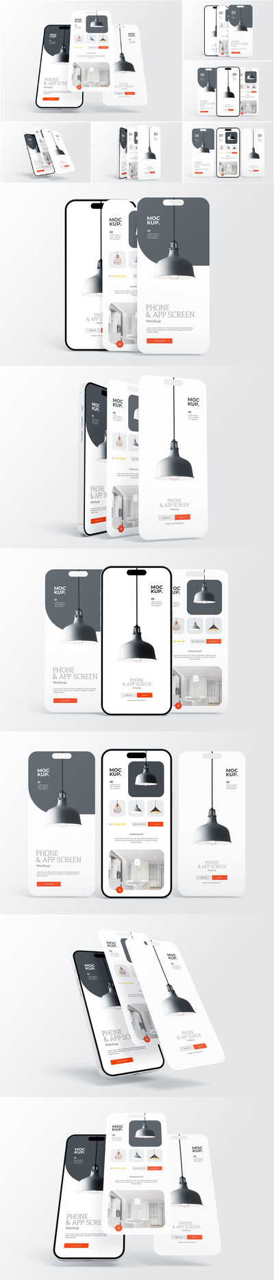 电话和应用程序屏幕样机 (PSD)