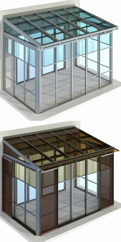 金属边框玻璃阳台 露台3D模型（OBJ,MAX）