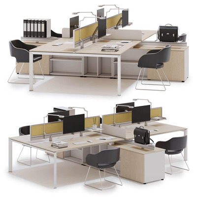 LAS 5TH ELEMENT 4人座办公桌椅 办公室家具3D模型（FBX,MAX）