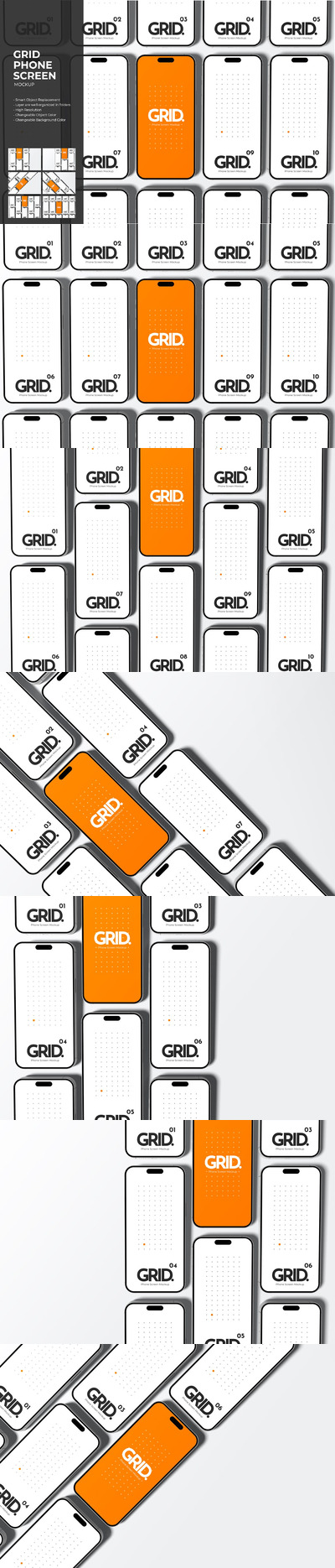 网格电话屏幕样机 (PSD)