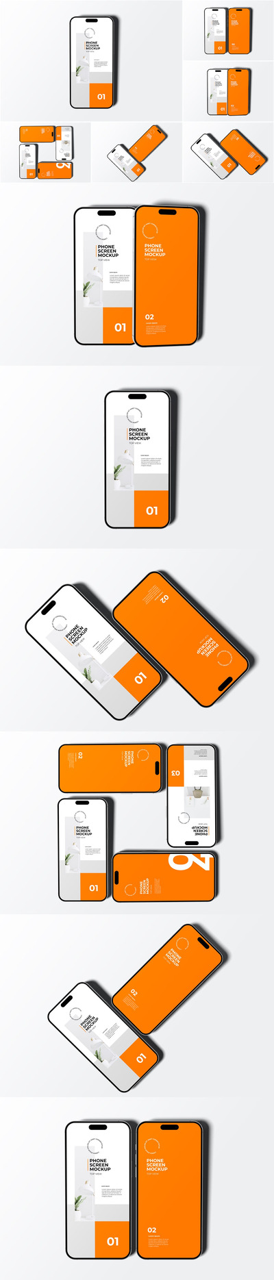 手机屏幕样机顶视图 (PSD)