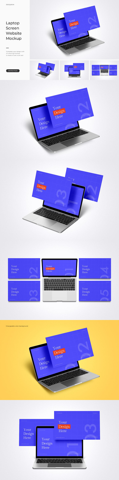 笔记本电脑屏幕和网站样机 (PSD)