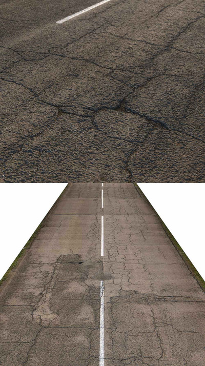 有裂缝的旧柏油路3D模型（FBX,MAX）