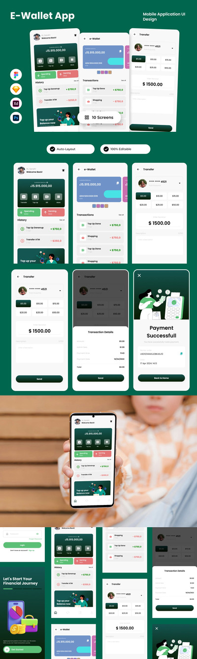 CoinEase - 电子钱包移动应用App UI Kit (FIG,PSD,SKETCH,XD)