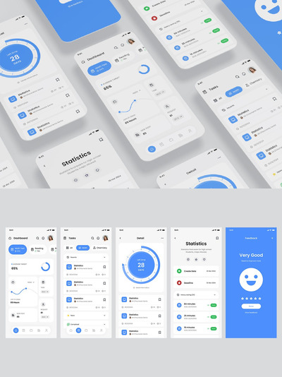 学习工具、教育、学习和知识应用App UI Kit (FIG,PSD,XD,SVG,SKETCH)