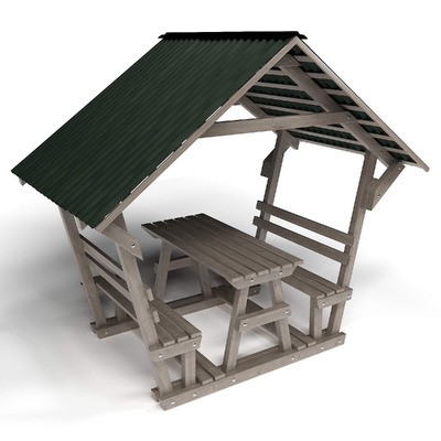 木质凉亭3D模型（OBJ,FBX,MAX）
