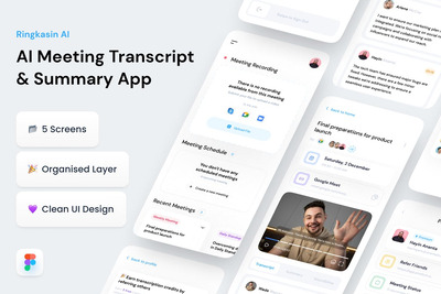 AI 会议记录和摘要应用App UI Kit (FIG)