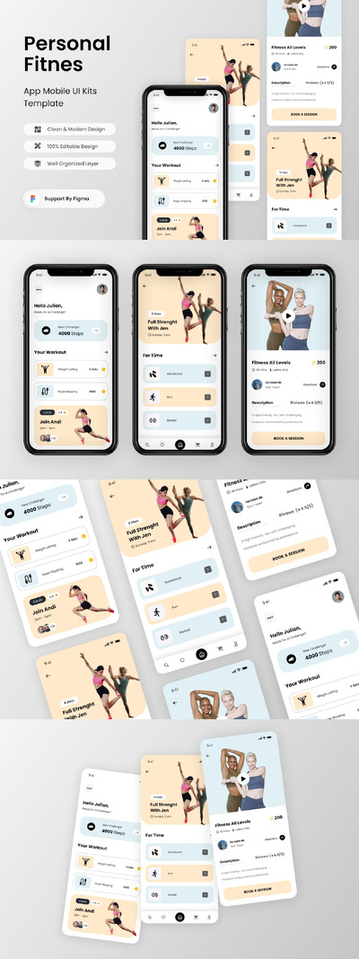个人健身移动应用App UI Kit (FIG)