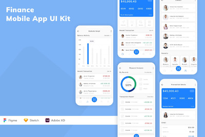 金融移动应用App UI Kit (SKETCH,FIG,XD)