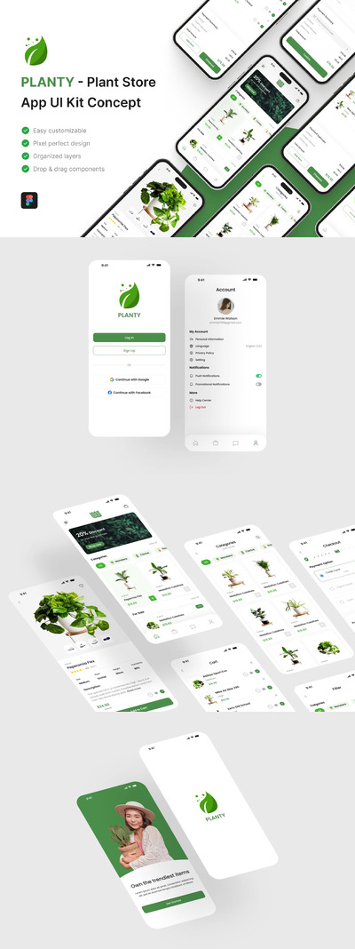 植物商店应用 App UI Kit (FIG)