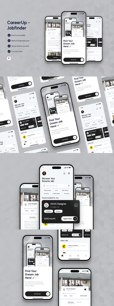 求职移动应用 App UI Kit (FIG)