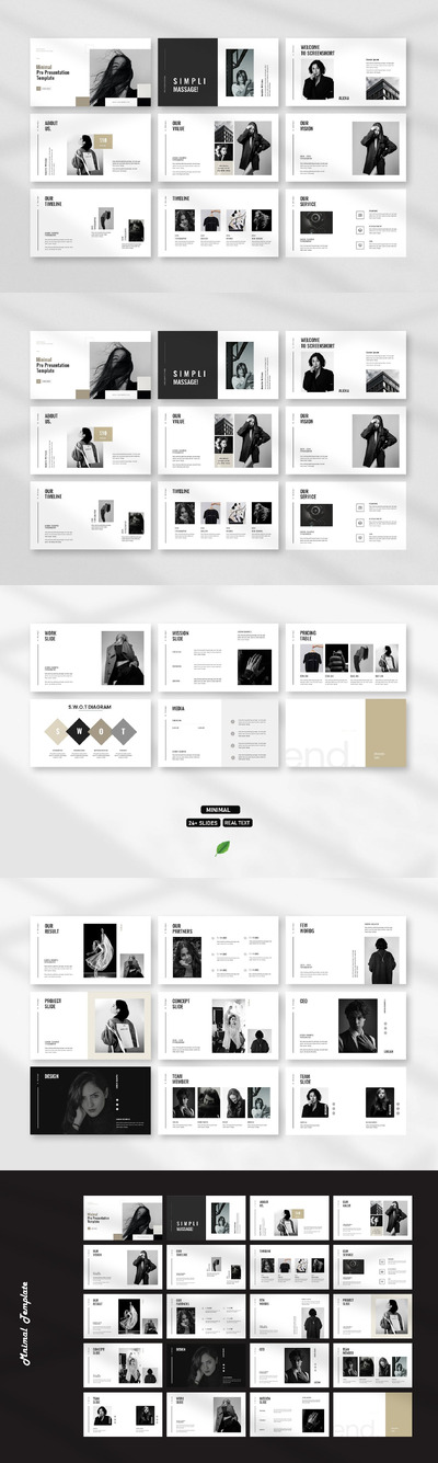 极简主义黑白演示模板PPT模版 (PPTX)