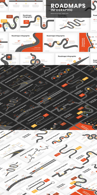 路线图信息图表演示模板PPT模版 (PPTX)