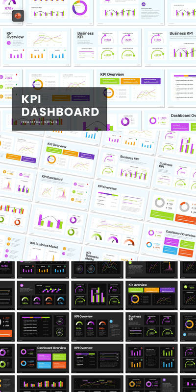 KPI 仪表板模板PPT模版 (PPTX)