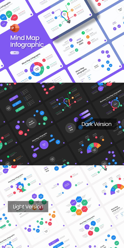 思维导图信息图表 PPT模版 (PPTX)