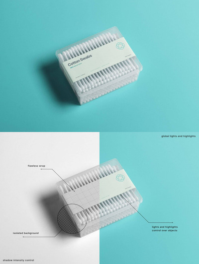 棉签品牌包装设计展示样机（PSD）