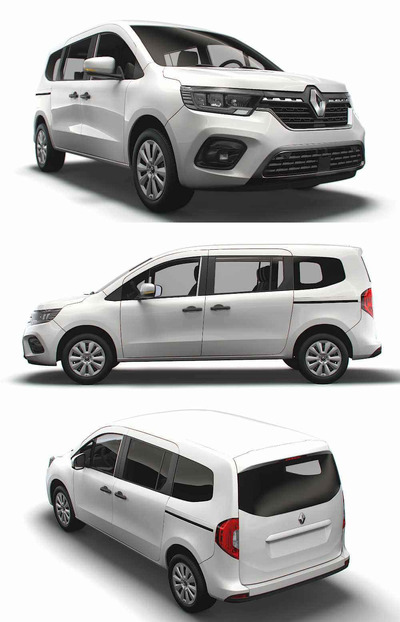 2023款雷诺Renault Kangoo Tourneo LWB面包车 MPV汽车3D模型（OBJ,FBX,MAX,LWO,C4D）