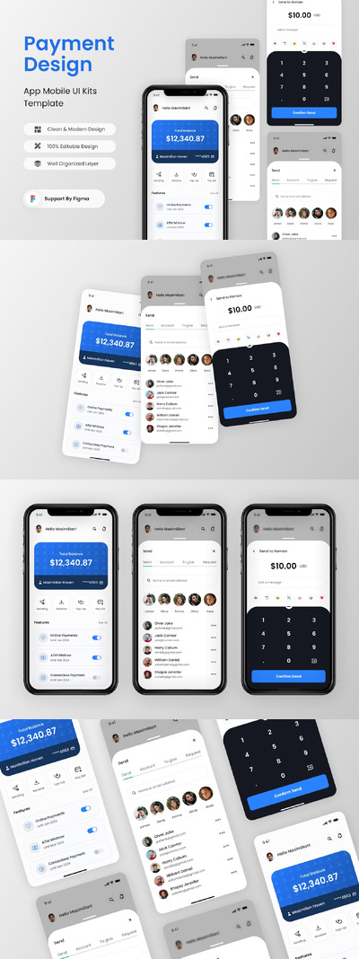 支付设计移动应用App UI Kit (FIG)