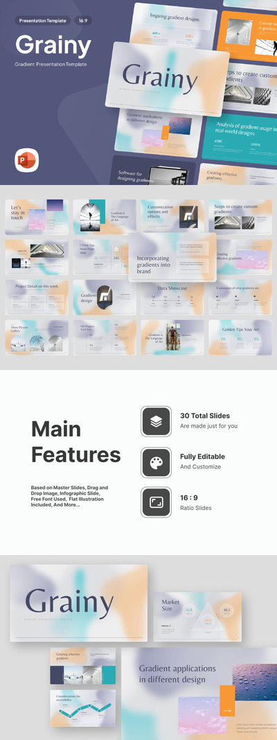 颗粒状渐变 PPT模版 (PPTX)