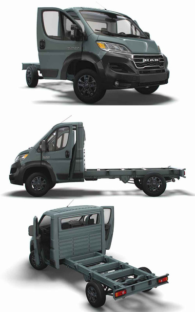 带内饰的2023 RAM Promaster SCab 3450WB卡车3D模型（OBJ,FBX,MAX,LWO,C4D）