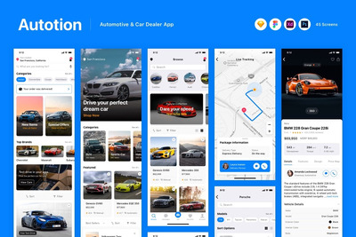 汽车和汽车经销商应用App UI Kit (SKETCH,FIG,XD,PSD)