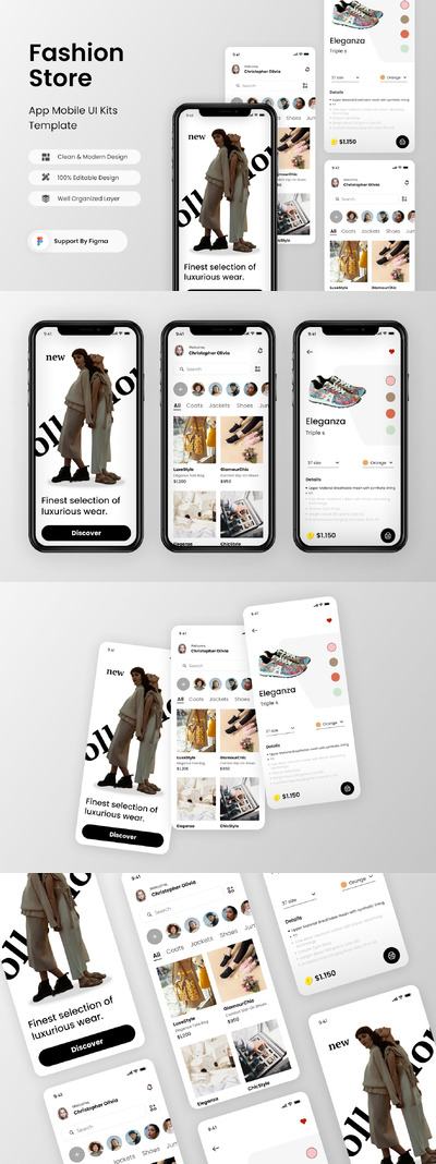 时装店移动应用App UI Kit (FIG)