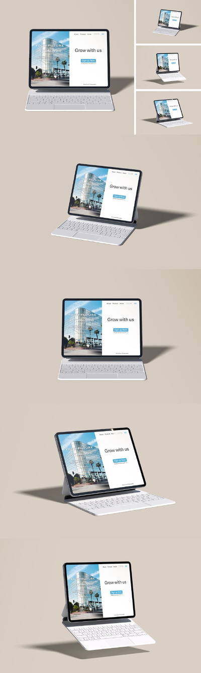 带妙控键盘样机的 iPad (PSD)