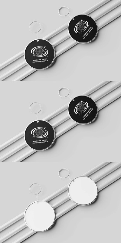 圆形金属钥匙扣样机 (PDF,PSD)