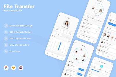 文件传输移动应用 App UI Kit (SKETCH,FIG,XD)