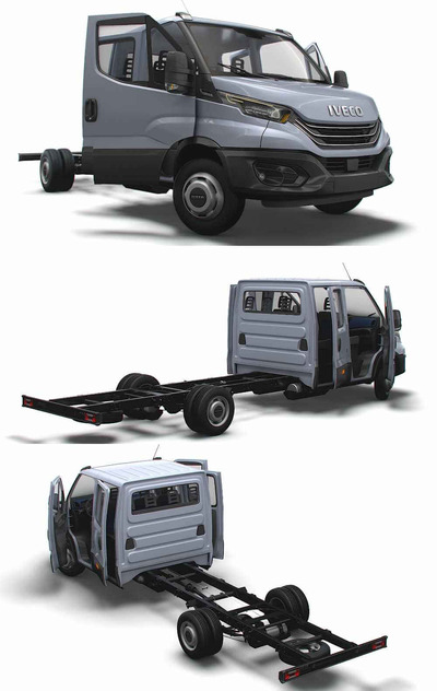 带内饰的2023款Iveco Daily Crew Cab L5卡车3D模型（OBJ,FBX,MAX,LWO,C4D）
