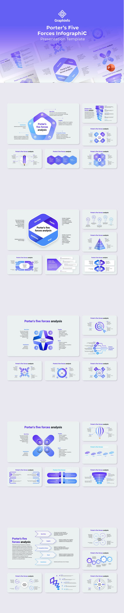 波特的五力信息图 PPT模版 (PPTX)