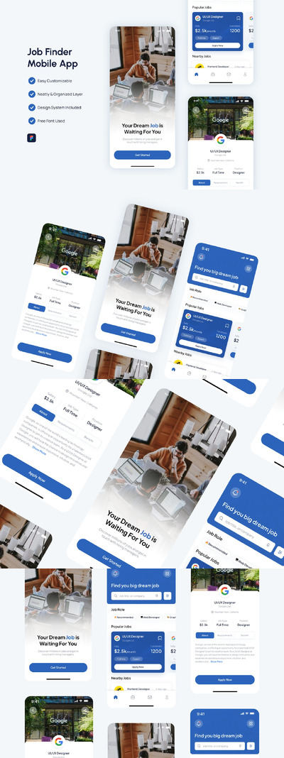 求职移动应用APP UI KIT (FIG)