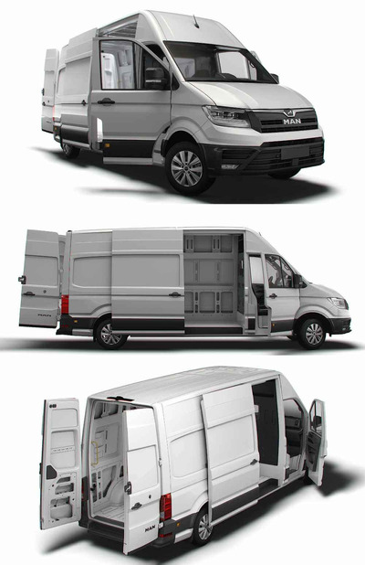 带内饰的2023 MAN TGE L3H3厢式货车 汽车3D模型（OBJ,FBX,MAX,LWO,C4D）