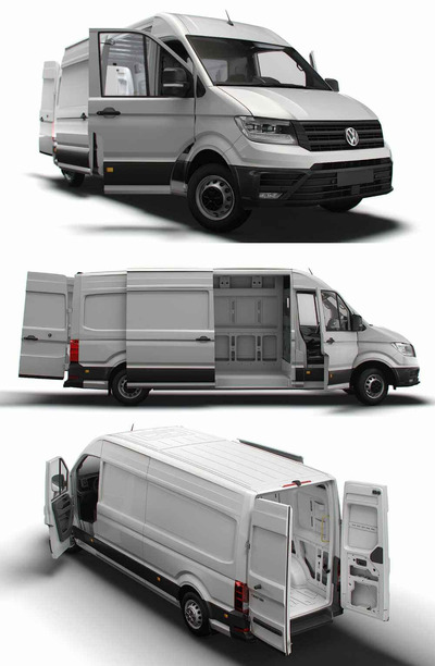 带内饰的2023款大众VW Crafter L3H2厢式货车 汽车3D模型（OBJ,FBX,MAX,LWO,C4D）