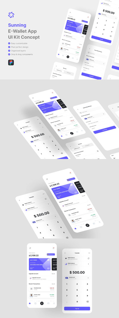 电子钱包应用App UI Kit (FIG)