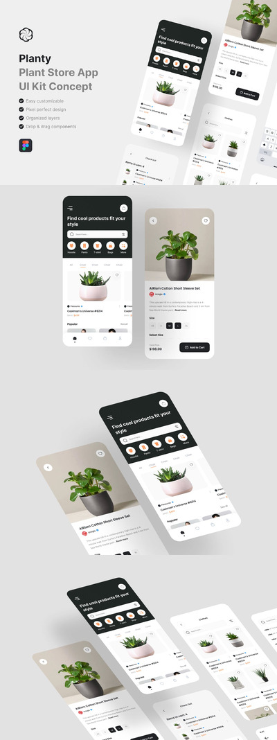 🌳🌳🌳 植物商店应用App UI Kit (FIG)