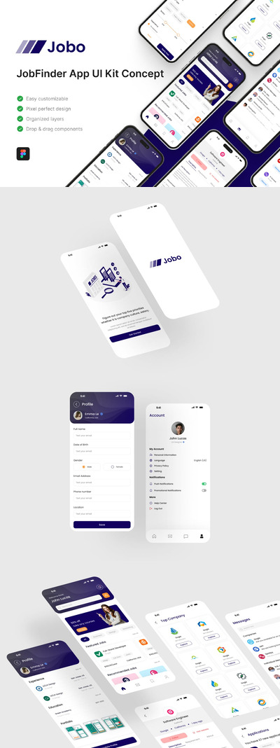 工作查找器应用App UI Kit (FIG)