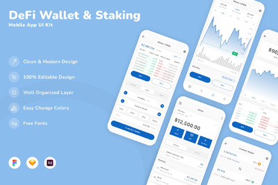 钱包和 Stake 移动应用App UI Kit (SKETCH,FIG,XD)