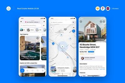 房地产移动App UI Kit (SKETCH,FIG,XD)